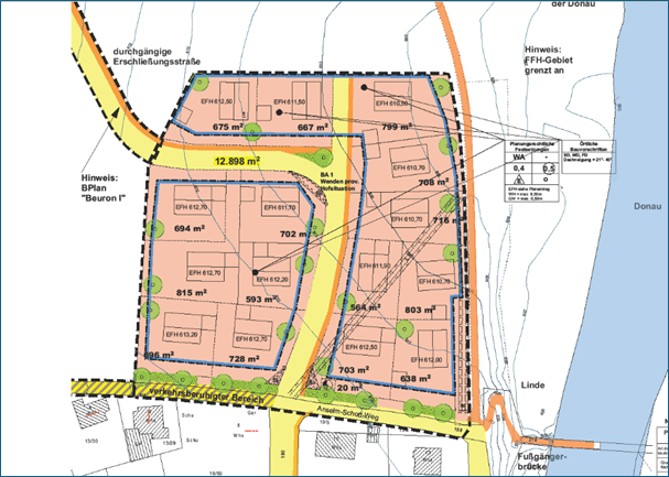 Lageplan des Baugebiets Am Anselm-Schott-Weg im Ortsteil Beuron