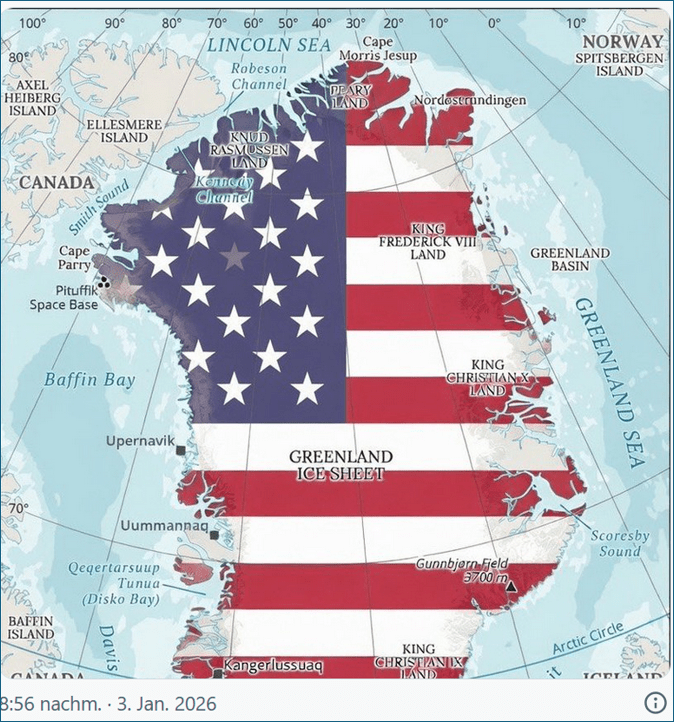 Grönland mit US-Flagge